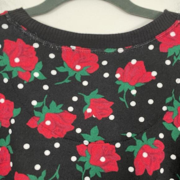 Kate Spade Wide Leg Pajama Set Size XS Black Red Rose Polka Dot Classic Designer - Picture 5 of 12